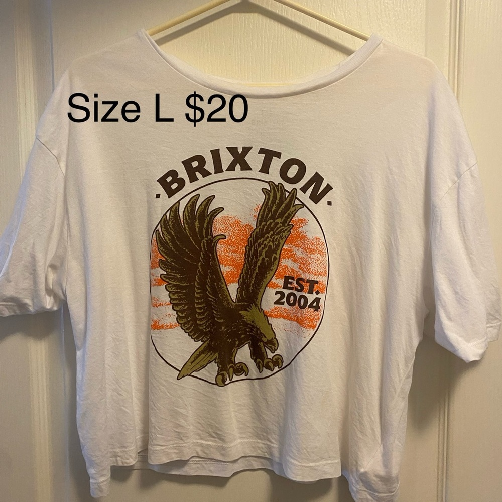 Brixton White Tee with Eagle Design
